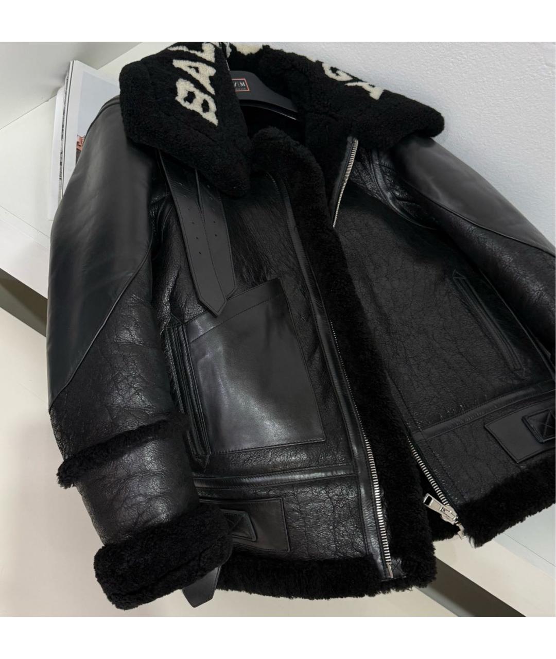 BALENCIAGA Черная кожаная дубленка, фото 4