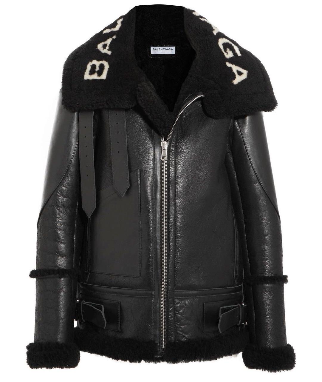 BALENCIAGA Черная кожаная дубленка, фото 1