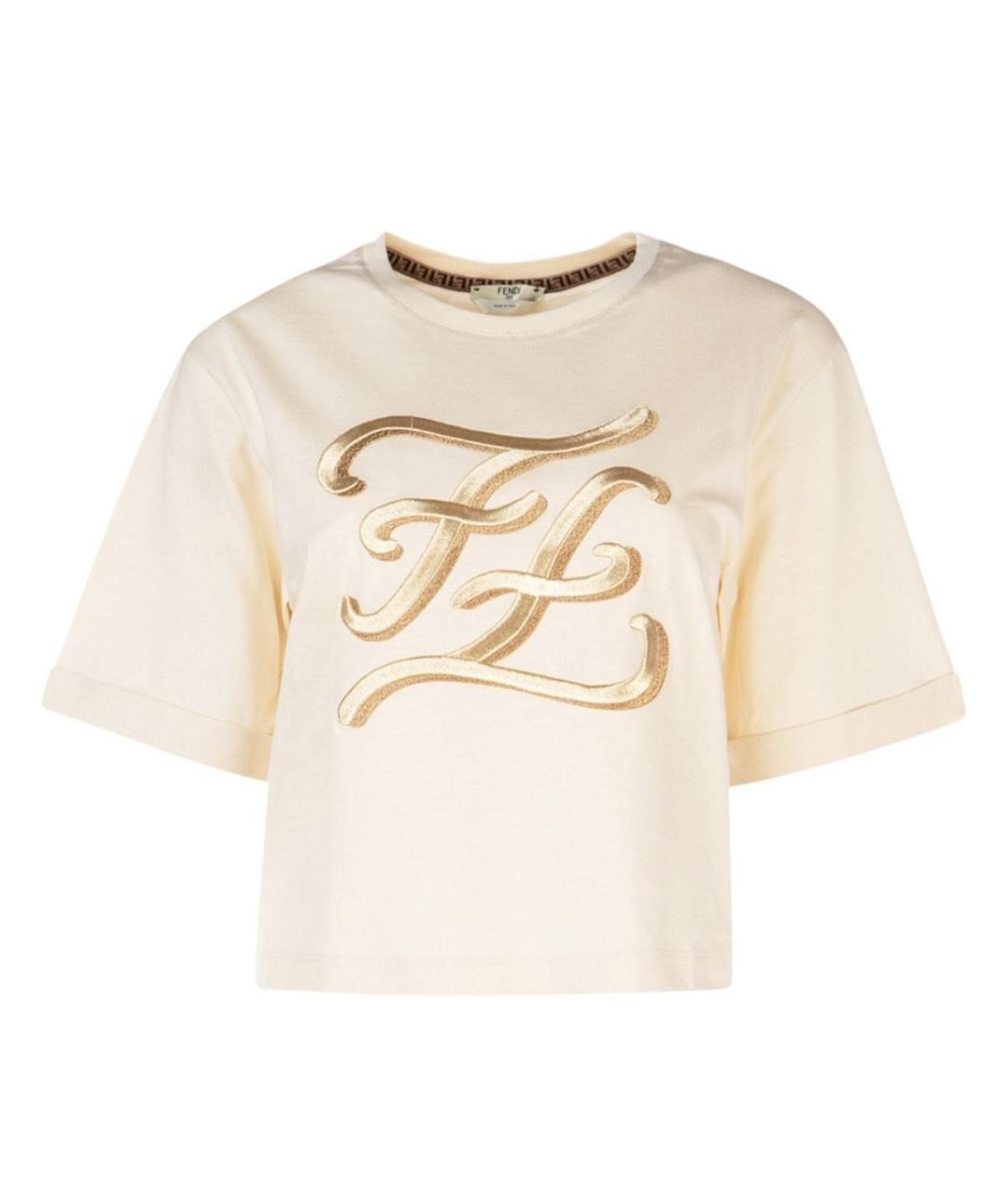 FENDI Бежевая хлопковая футболка, фото 1