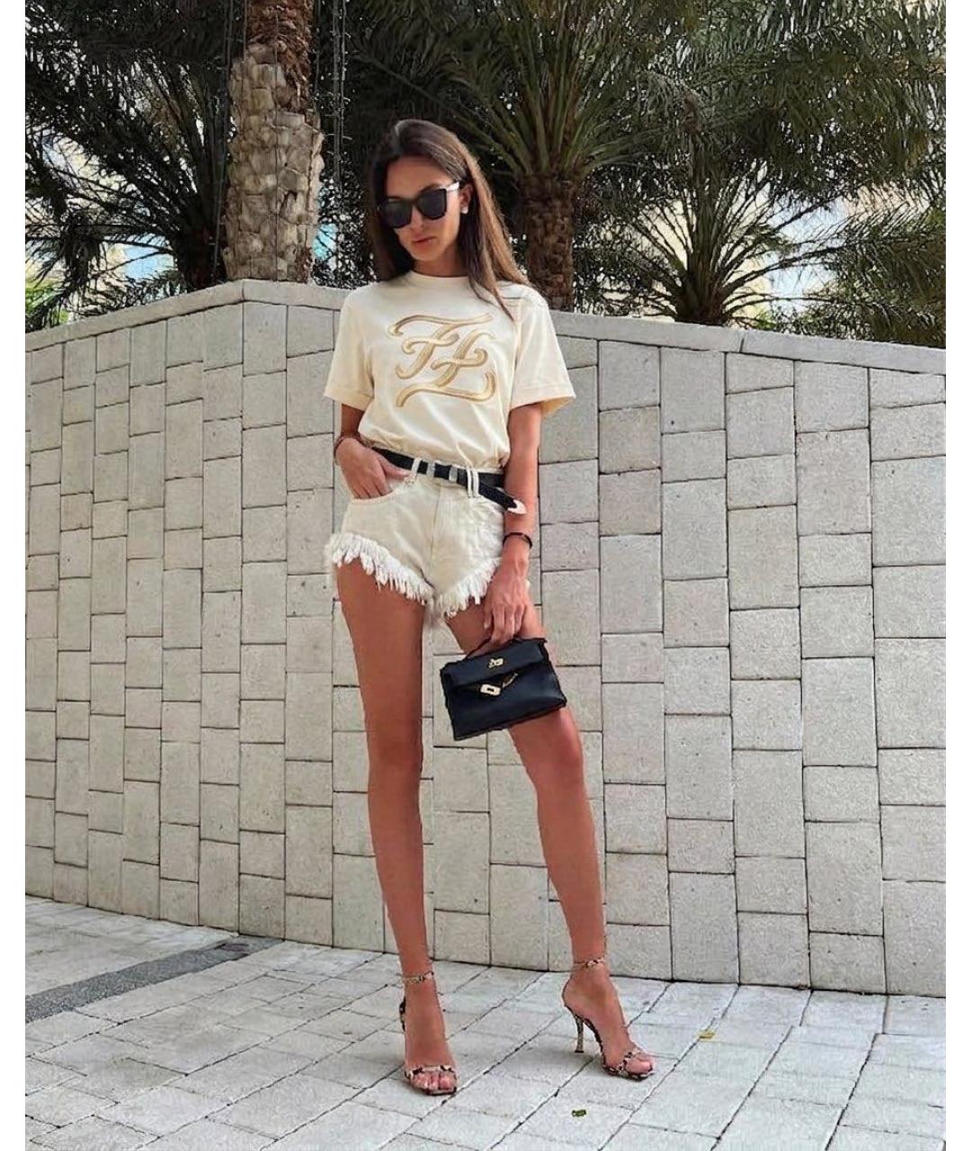 FENDI Бежевая хлопковая футболка, фото 2