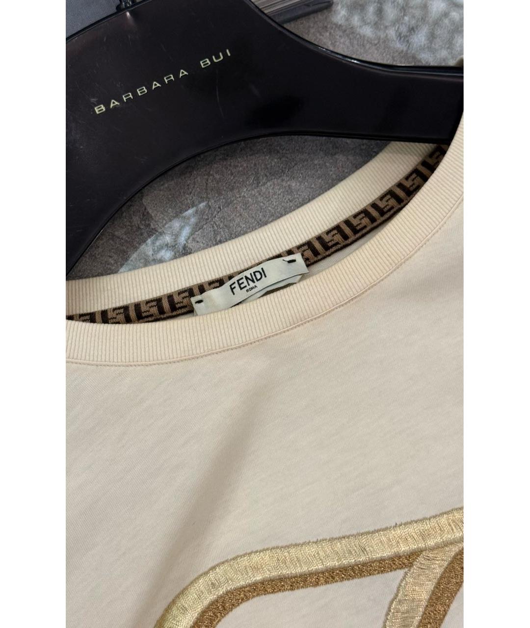 FENDI Бежевая хлопковая футболка, фото 8