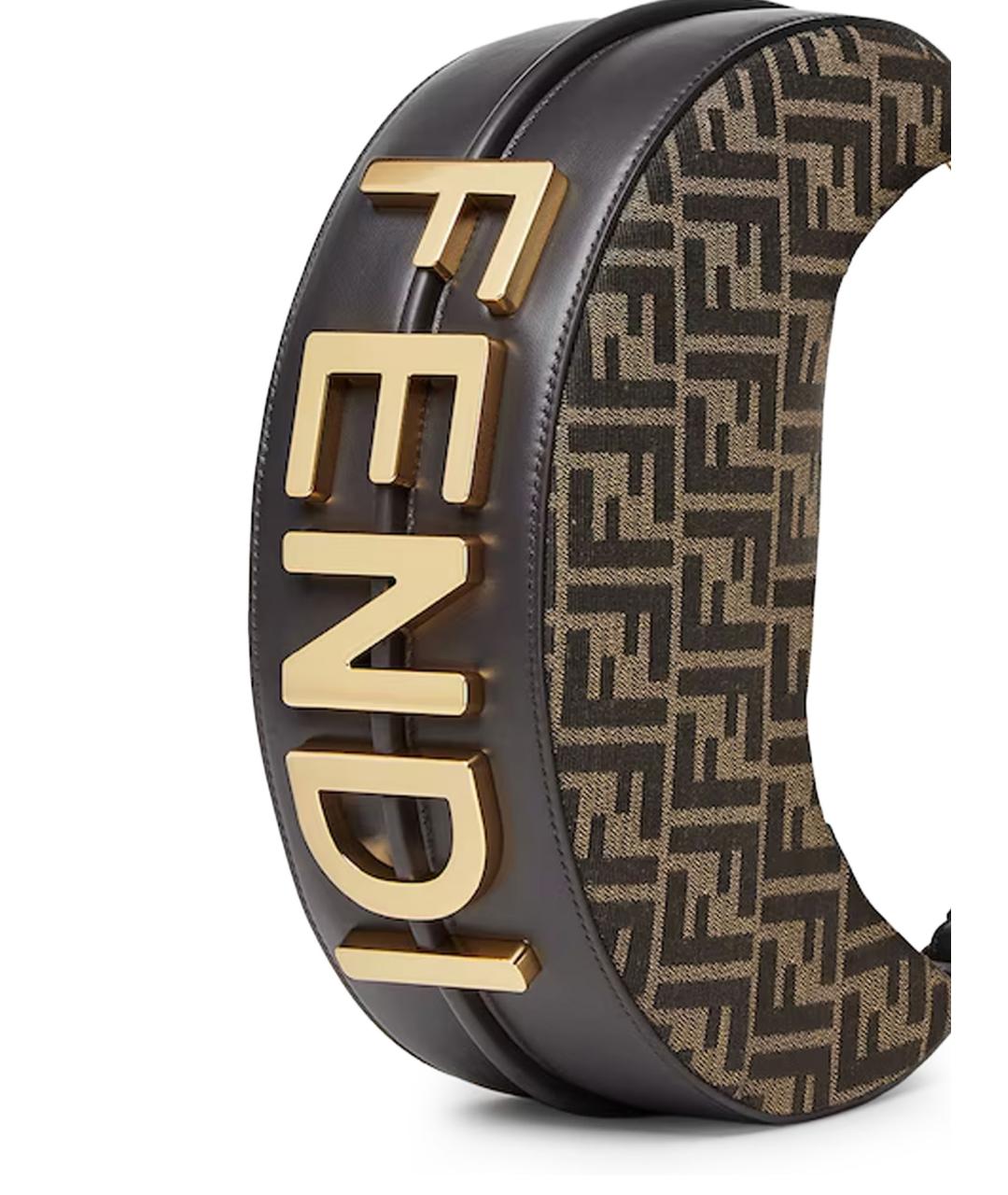 FENDI Коричневая тканевая сумка через плечо, фото 3
