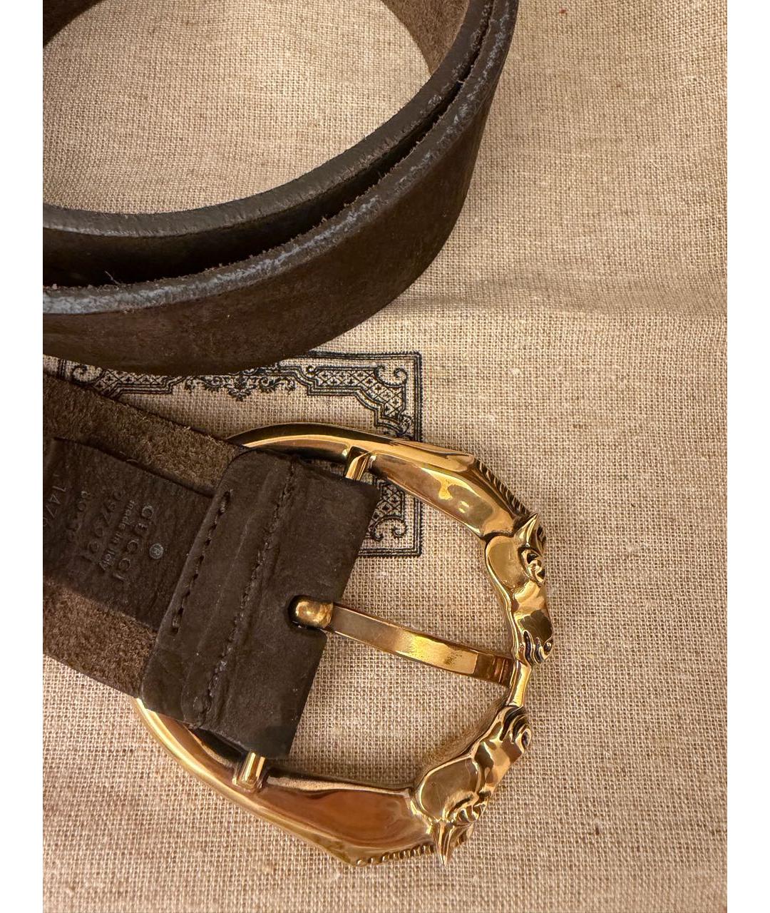 GUCCI Коричневый замшевый ремень, фото 5