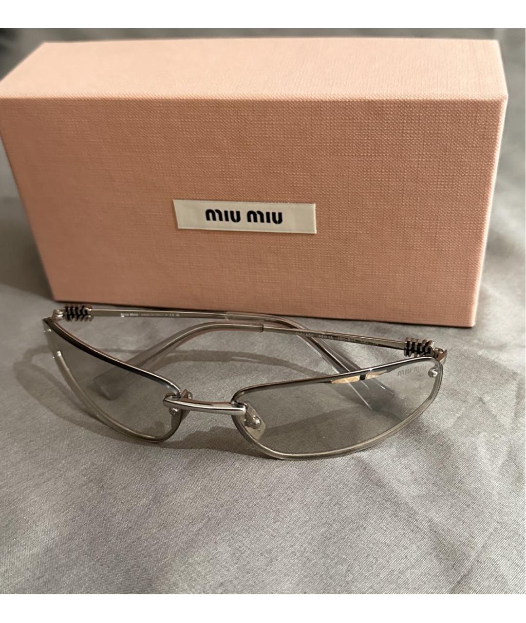 MIU MIU Серебряные металлические солнцезащитные очки, фото 7