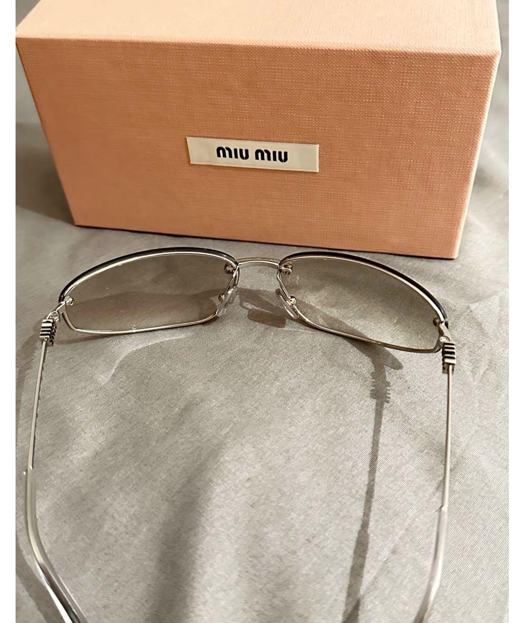 MIU MIU Серебряные металлические солнцезащитные очки, фото 8