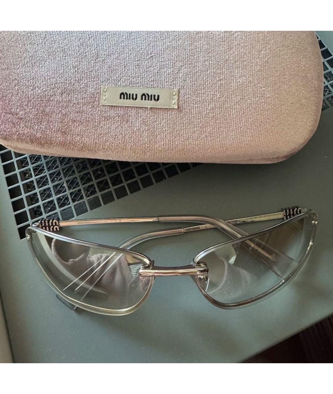 MIU MIU Серебряные металлические солнцезащитные очки, фото 5