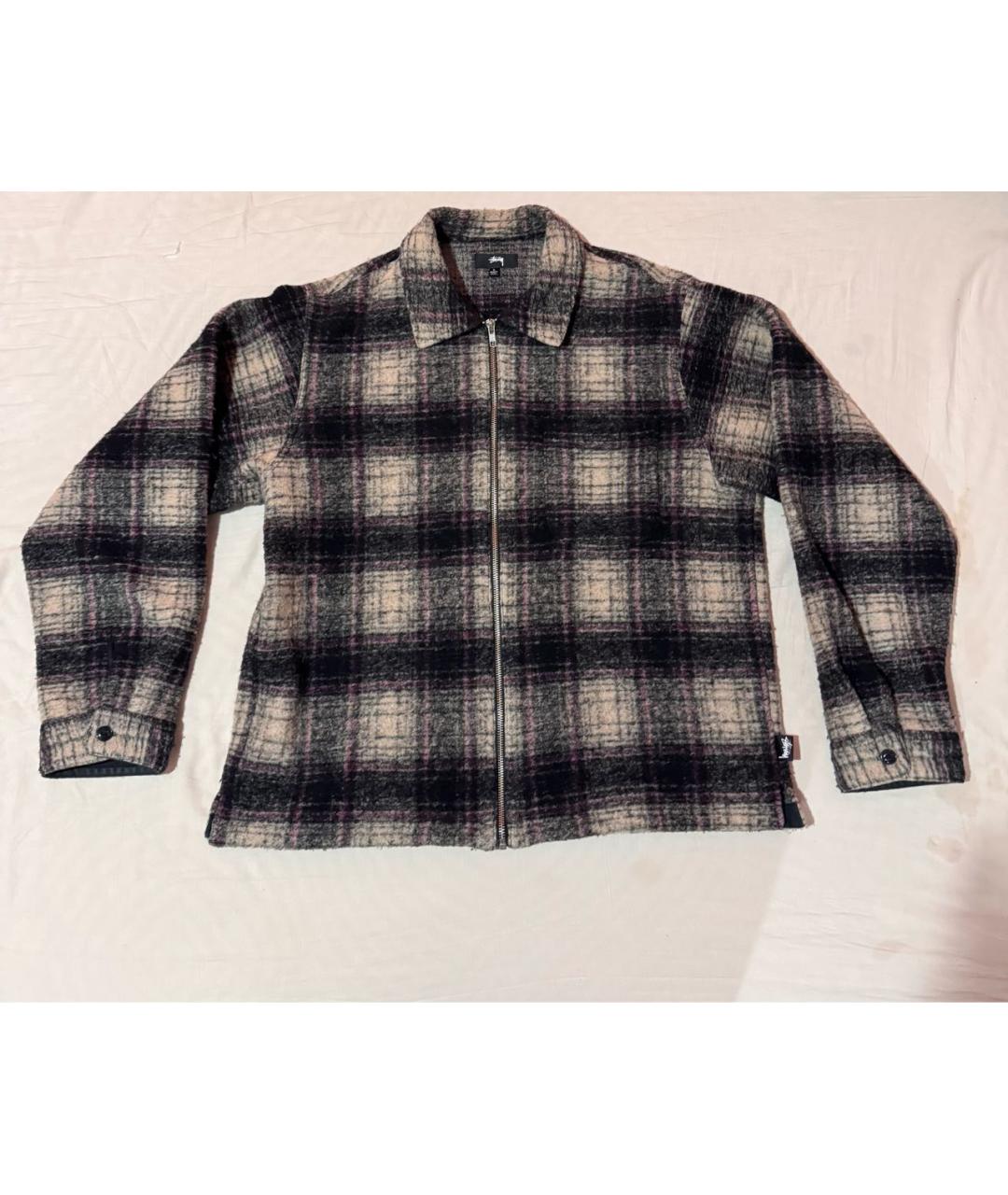 STUSSY Коричневая шерстяная кэжуал рубашка, фото 7