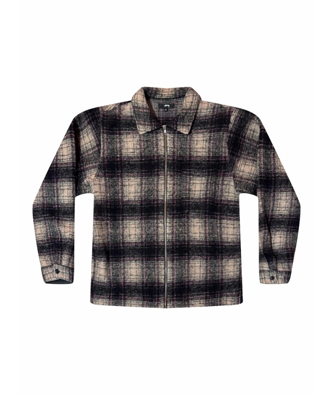 STUSSY Коричневая шерстяная кэжуал рубашка, фото 1