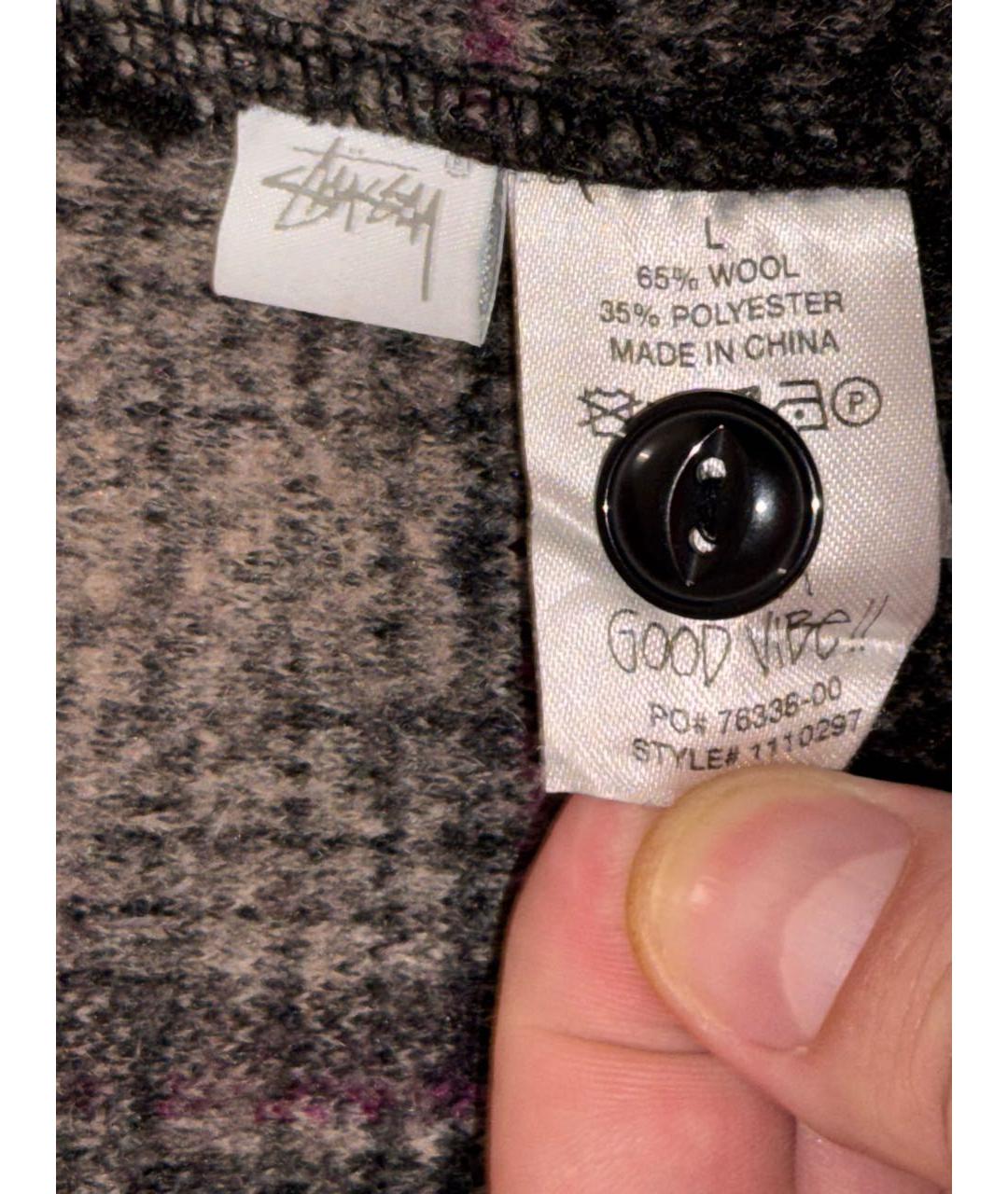 STUSSY Коричневая шерстяная кэжуал рубашка, фото 5