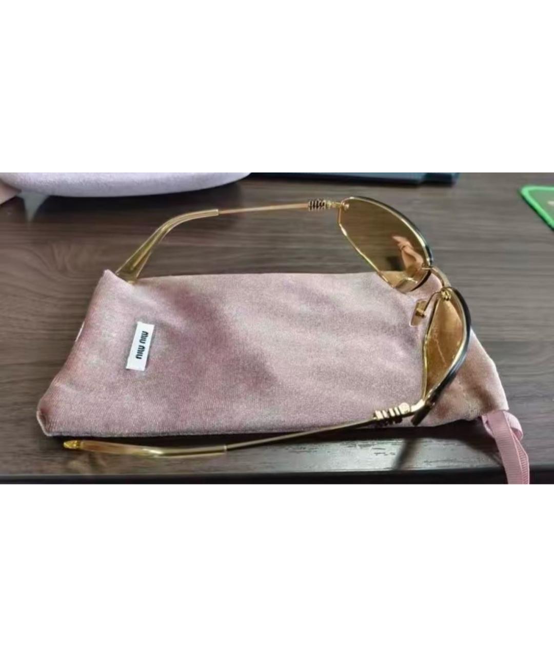 MIU MIU Золотые металлические солнцезащитные очки, фото 8