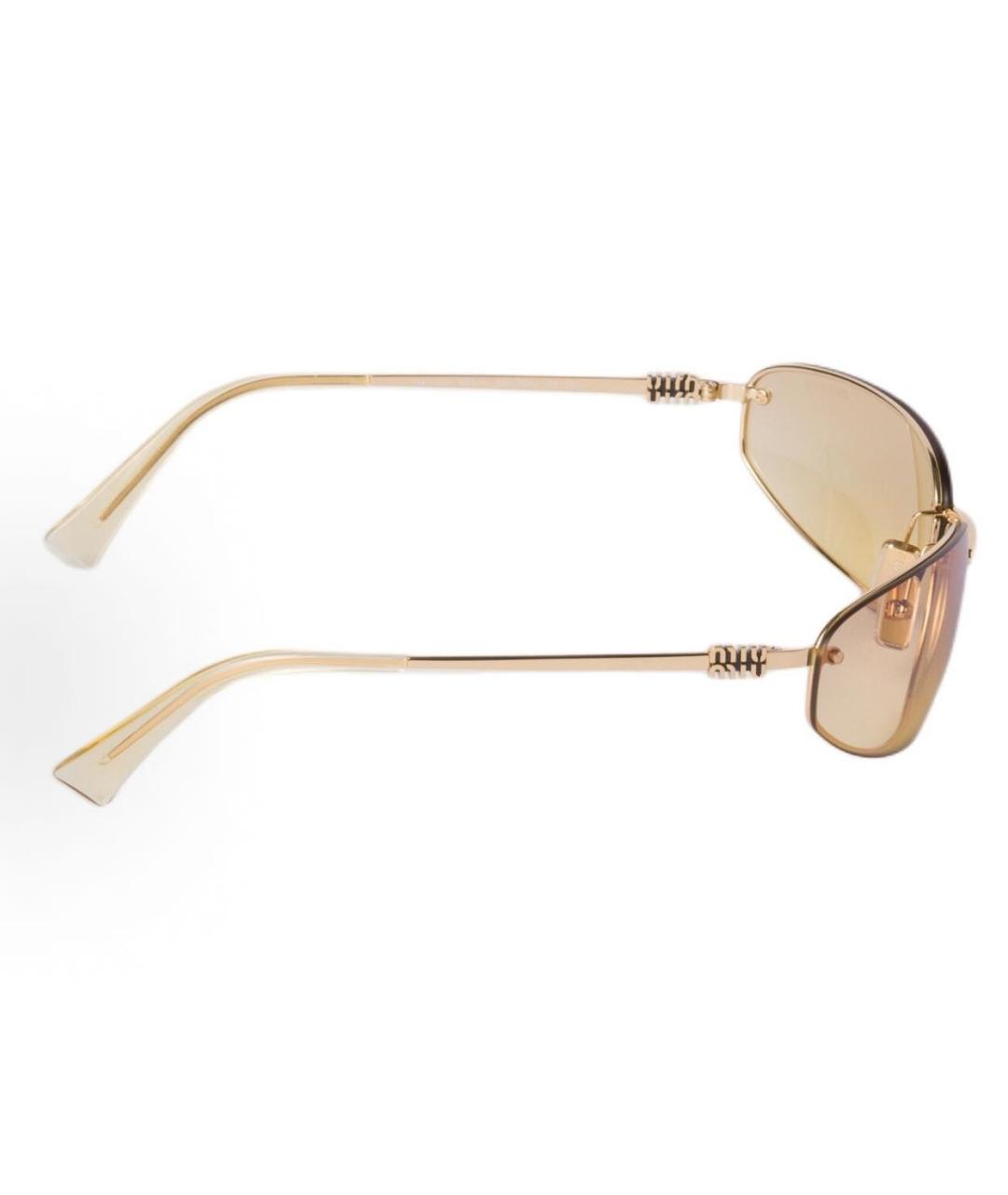 MIU MIU Золотые металлические солнцезащитные очки, фото 3