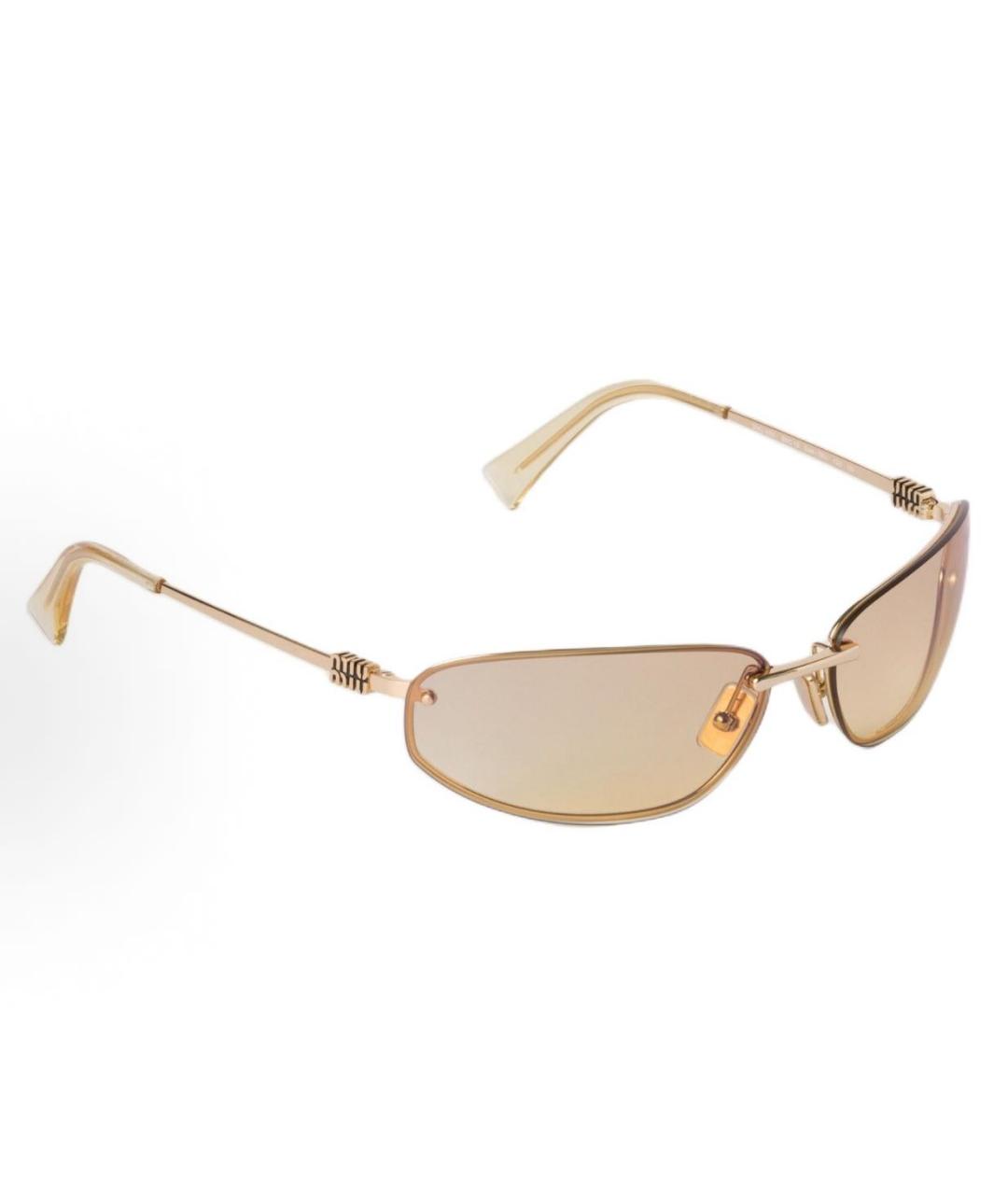 MIU MIU Золотые металлические солнцезащитные очки, фото 4