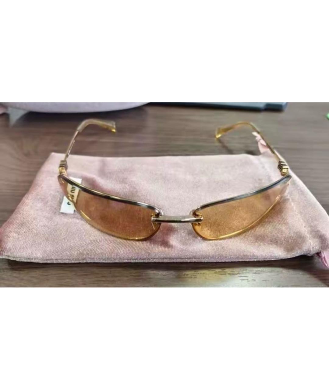 MIU MIU Золотые металлические солнцезащитные очки, фото 6