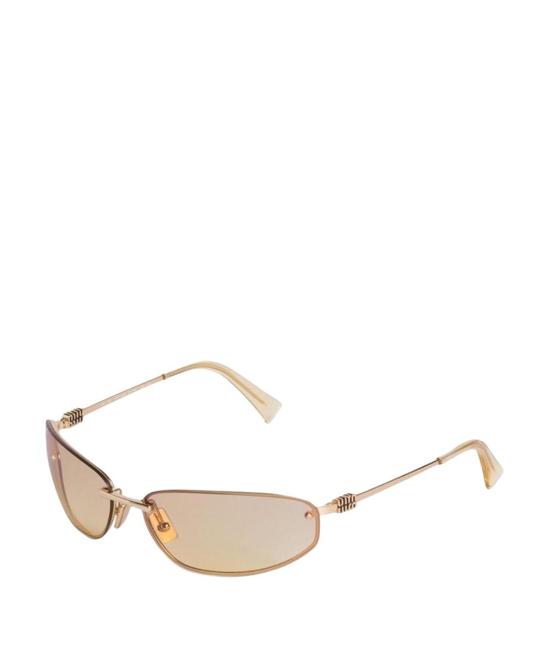 MIU MIU Золотые металлические солнцезащитные очки, фото 1