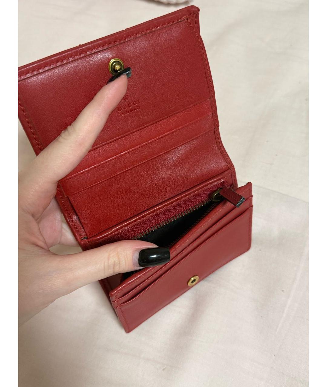 GUCCI Красный кожаный кошелек, фото 4