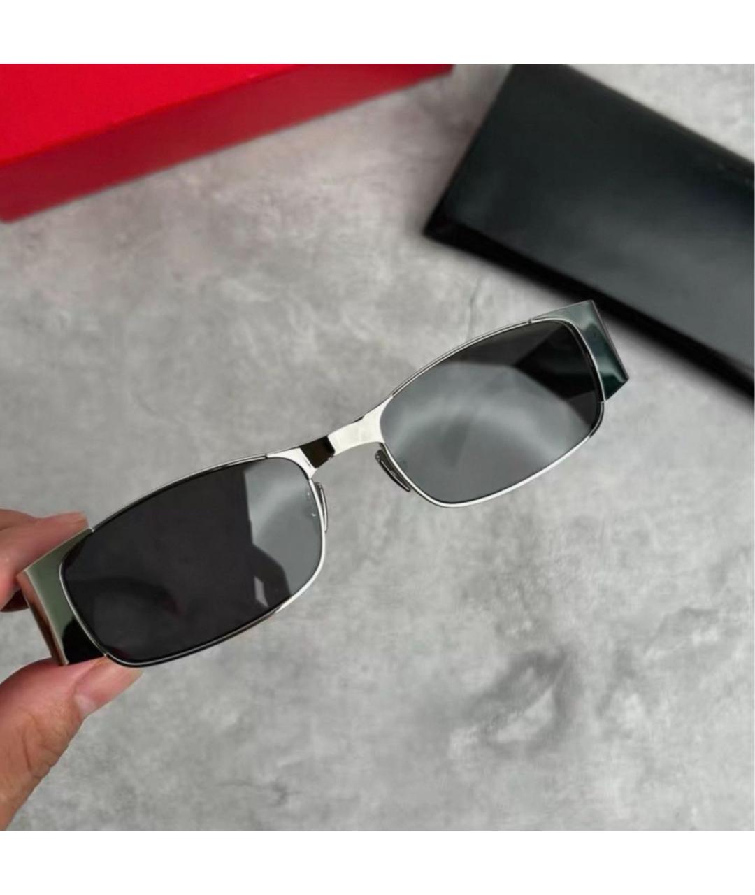 SAINT LAURENT Серебряные металлические солнцезащитные очки, фото 2