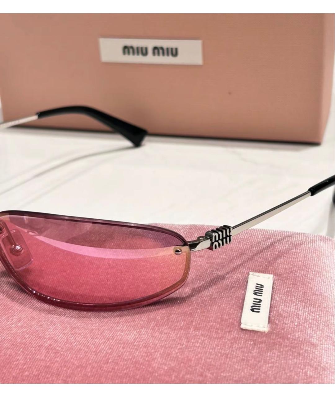 MIU MIU Серебряные металлические солнцезащитные очки, фото 4