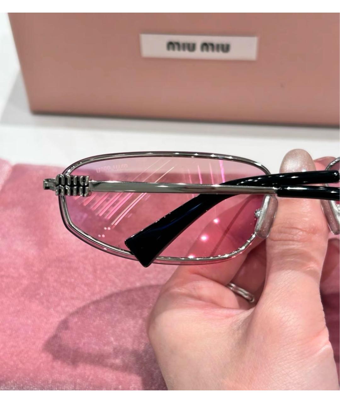 MIU MIU Серебряные металлические солнцезащитные очки, фото 5