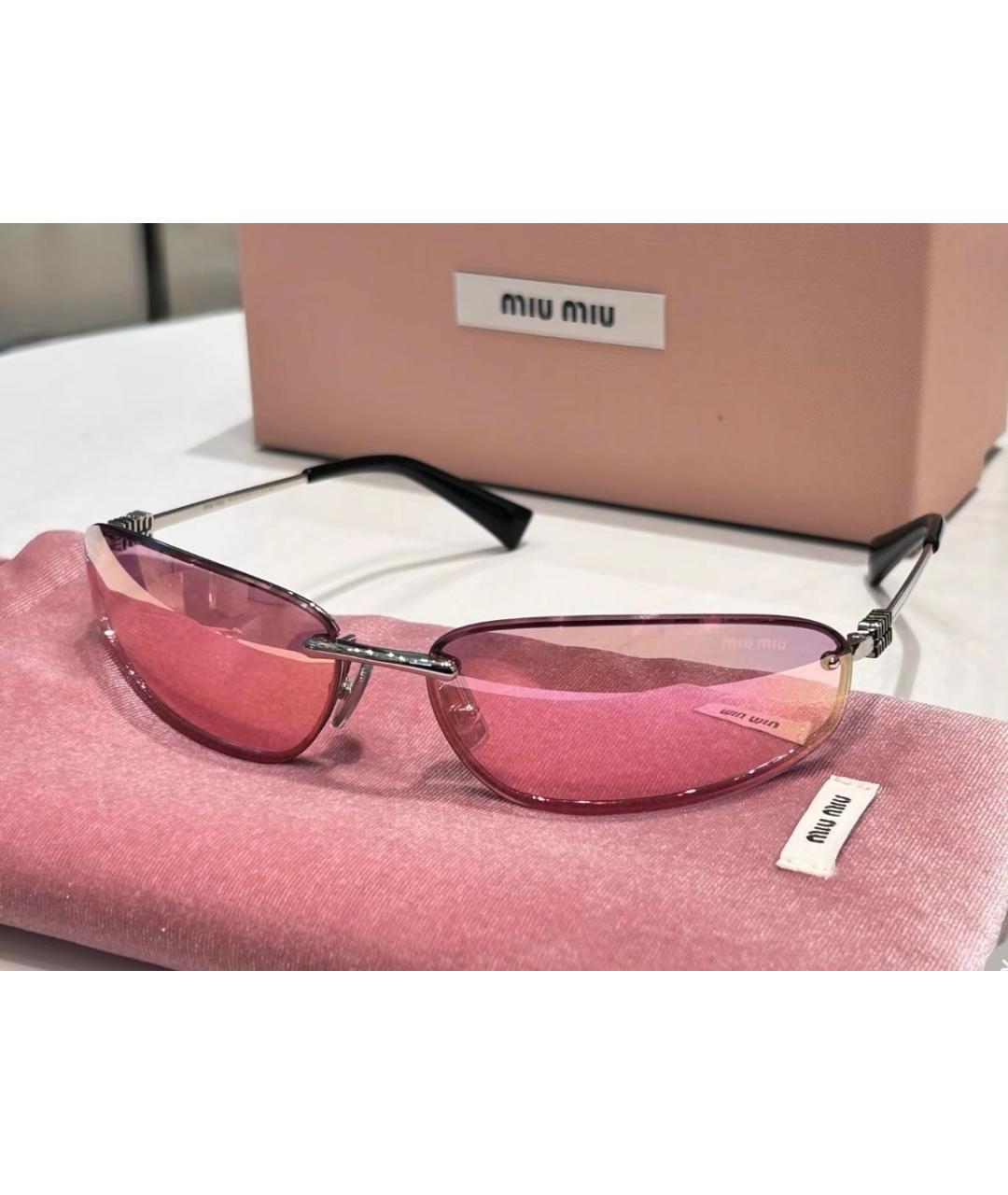 MIU MIU Серебряные металлические солнцезащитные очки, фото 3