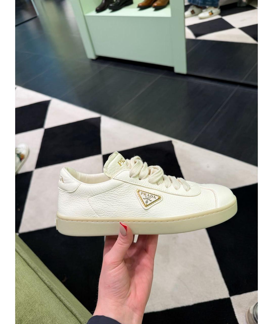 PRADA Белые кожаные кеды, фото 7