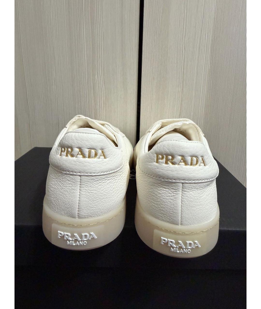 PRADA Белые кожаные кеды, фото 4