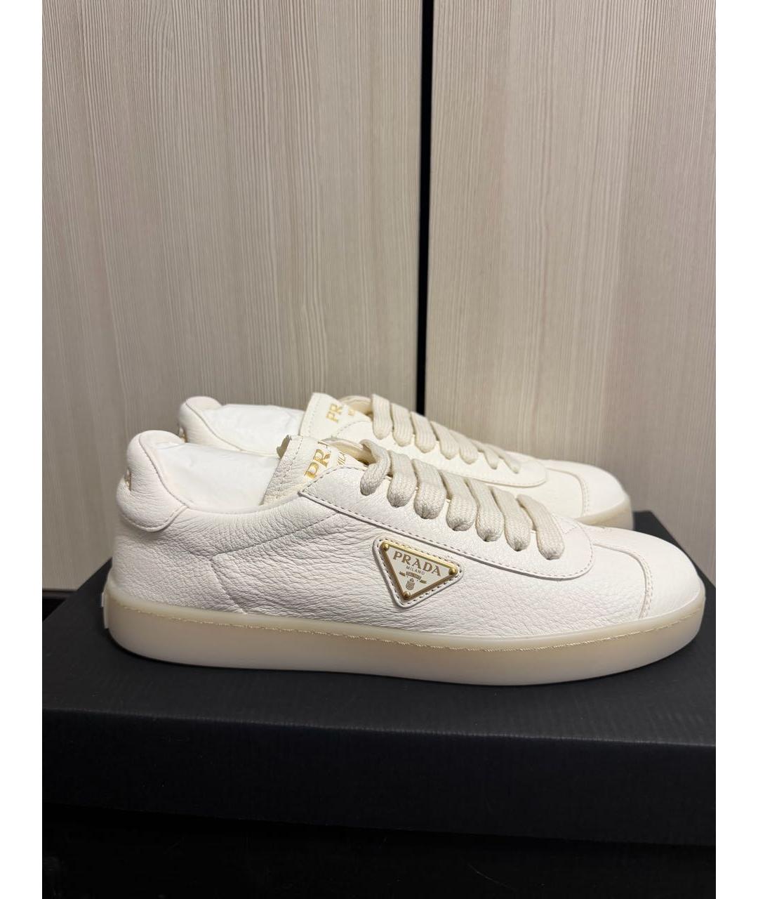 PRADA Белые кожаные кеды, фото 8