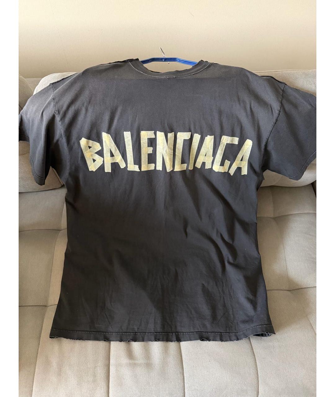 BALENCIAGA Черная хлопковая футболка, фото 3