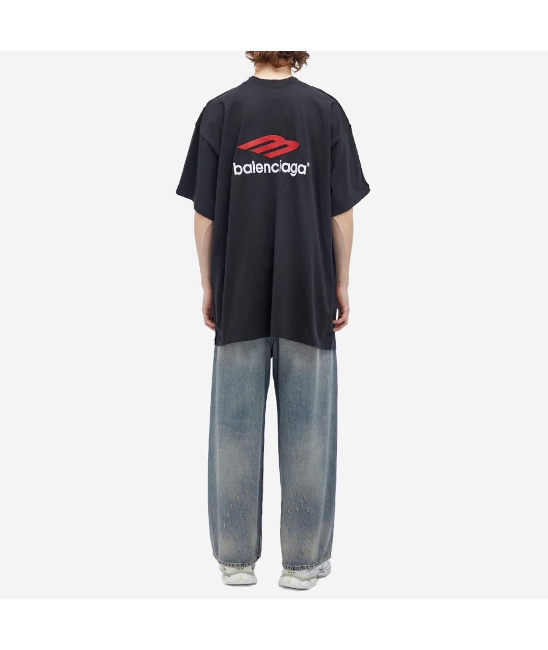 BALENCIAGA Черная хлопковая футболка, фото 2