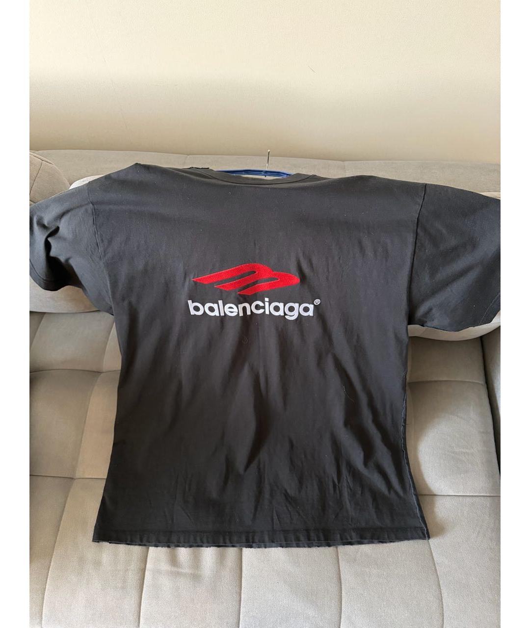 BALENCIAGA Черная хлопковая футболка, фото 4
