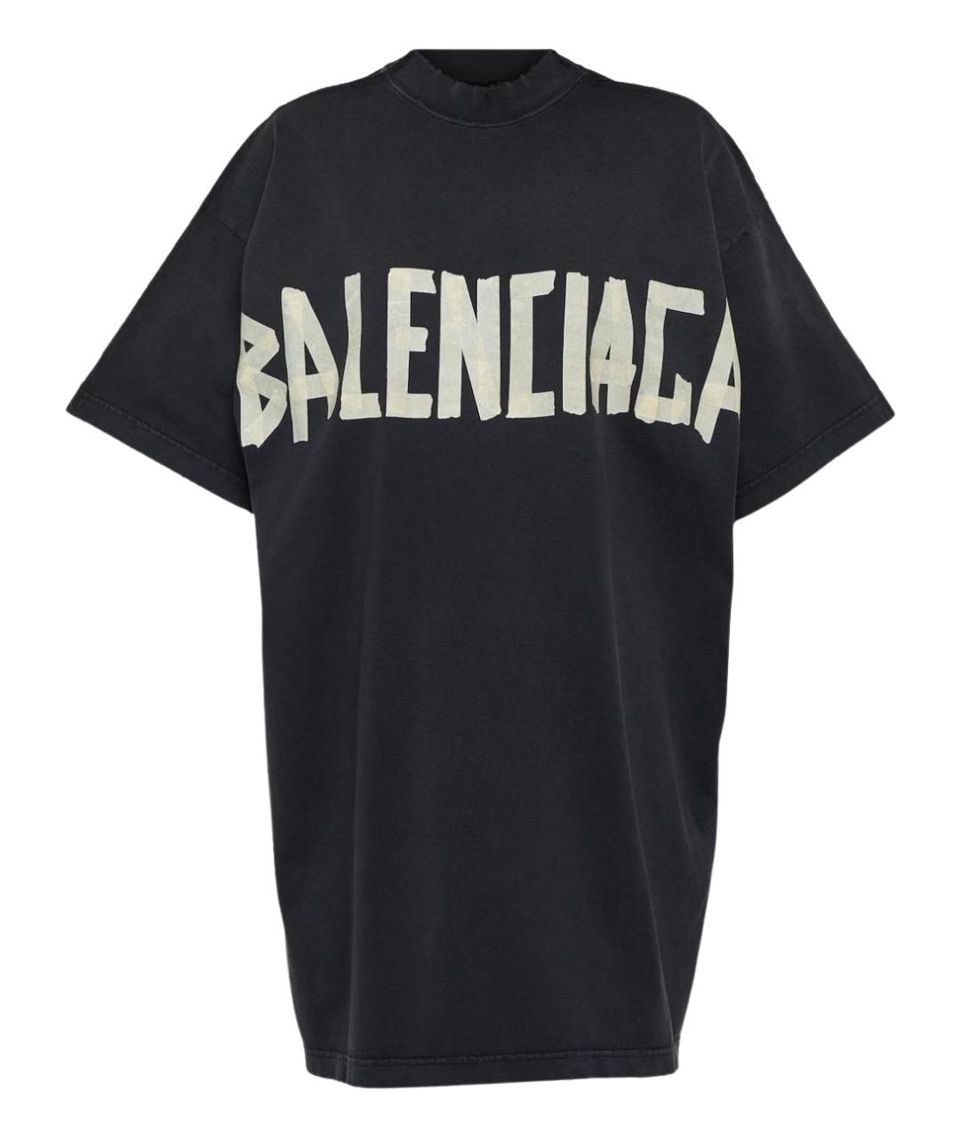 BALENCIAGA Черная хлопковая футболка, фото 1