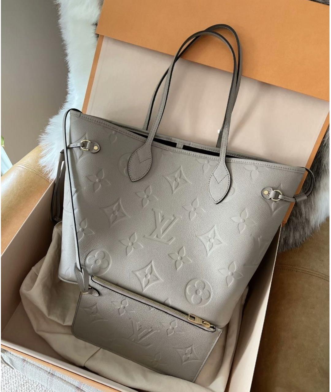 LOUIS VUITTON Бежевая кожаная сумка тоут, фото 3