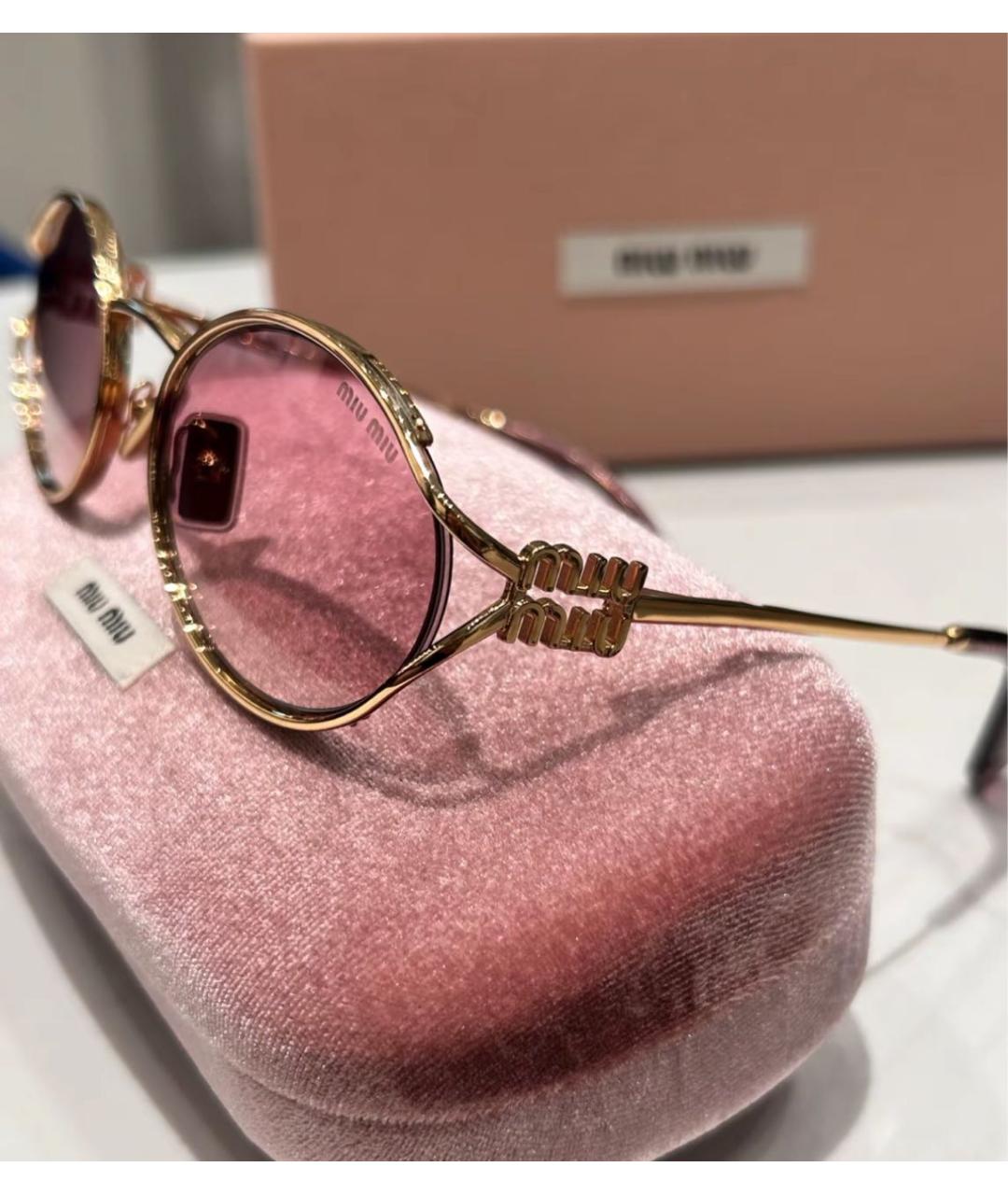 MIU MIU Золотые металлические солнцезащитные очки, фото 8