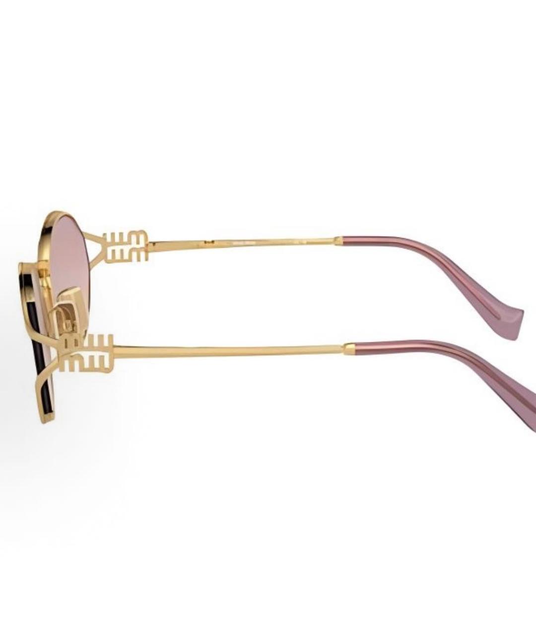 MIU MIU Золотые металлические солнцезащитные очки, фото 4