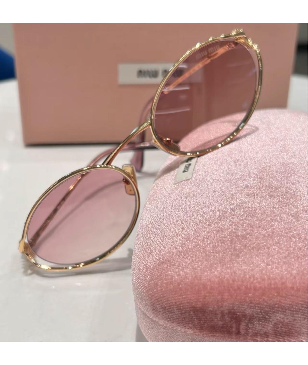 MIU MIU Золотые металлические солнцезащитные очки, фото 5