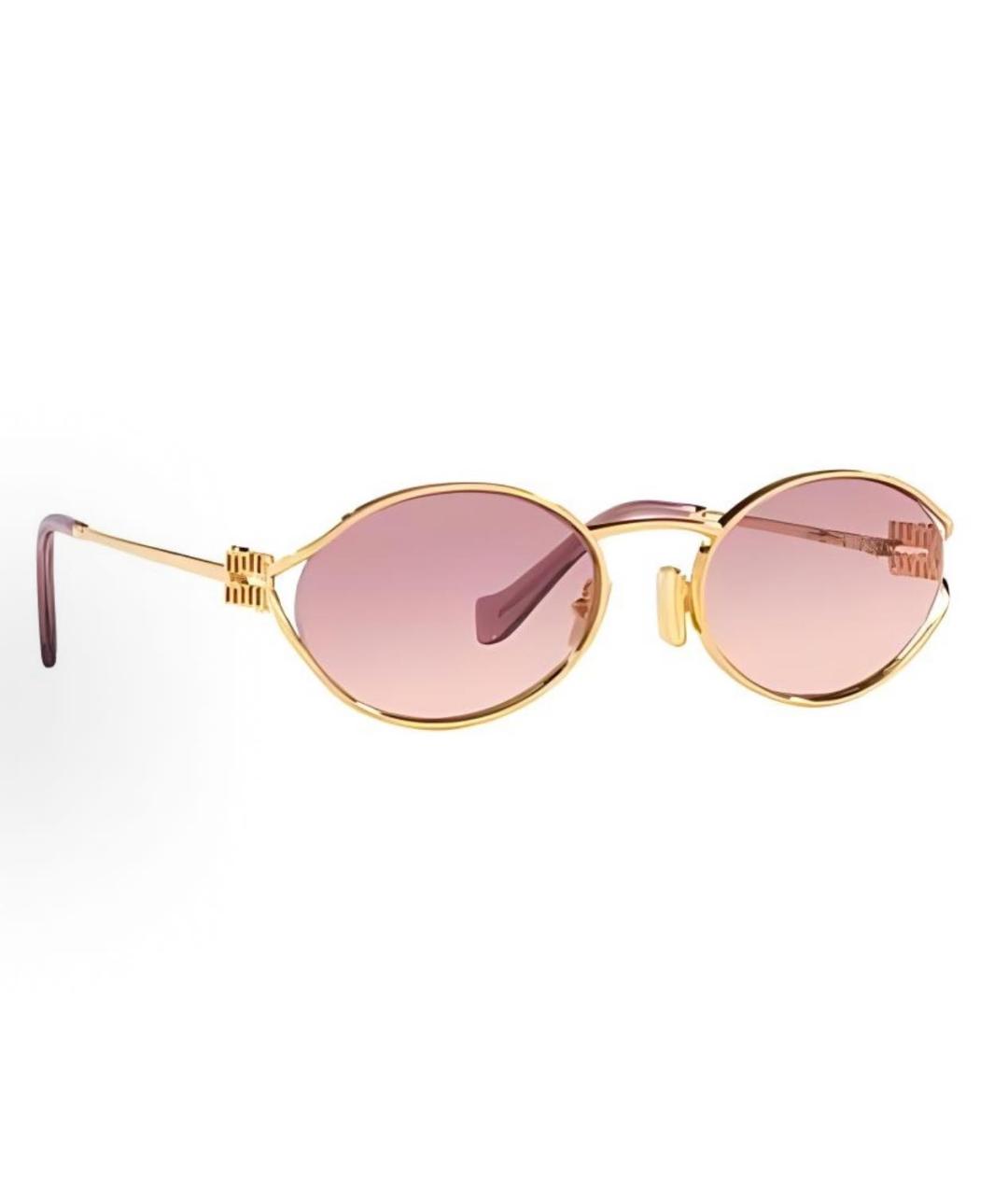 MIU MIU Золотые металлические солнцезащитные очки, фото 2