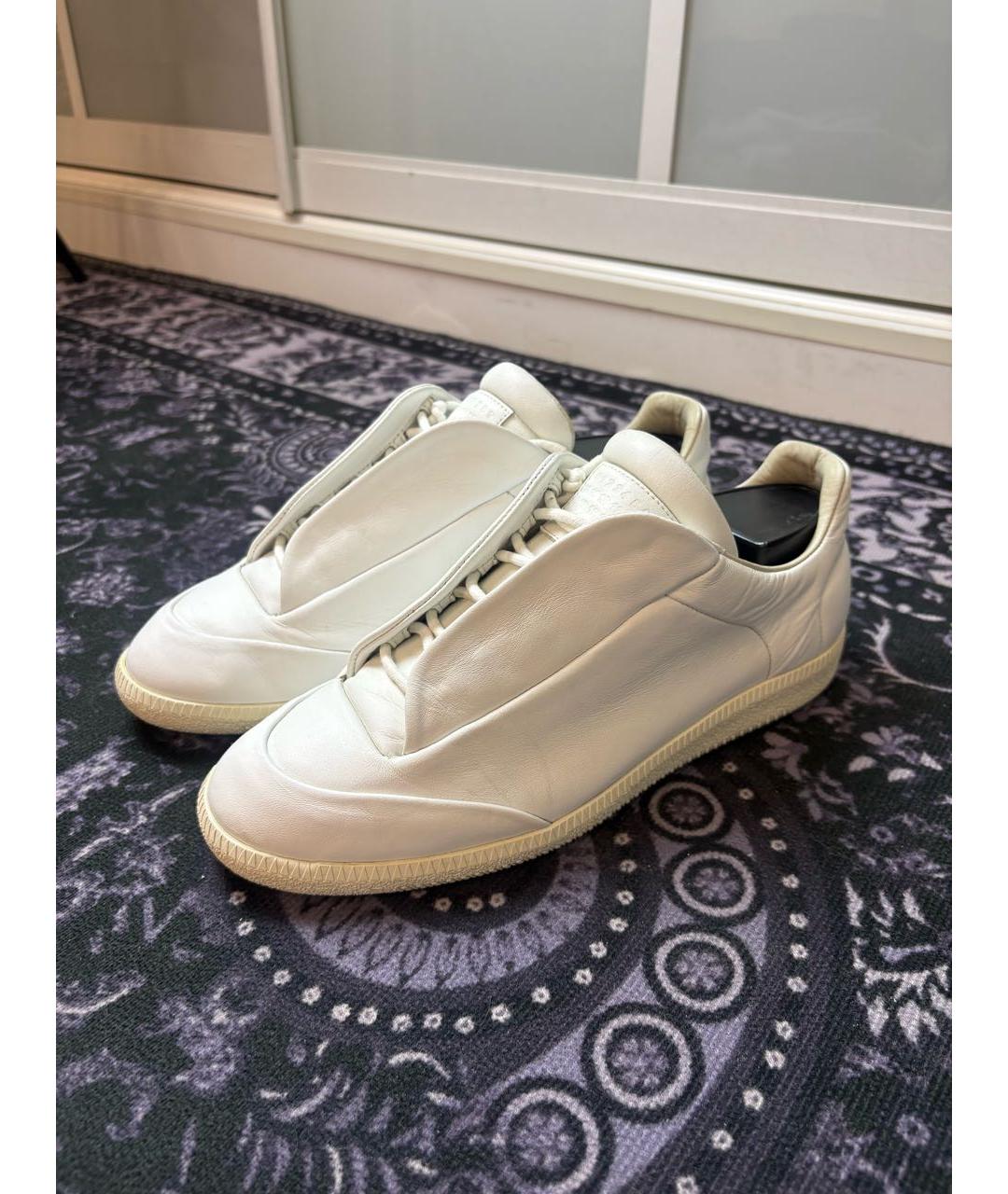 MAISON MARGIELA Белые кожаные низкие кроссовки / кеды, фото 5