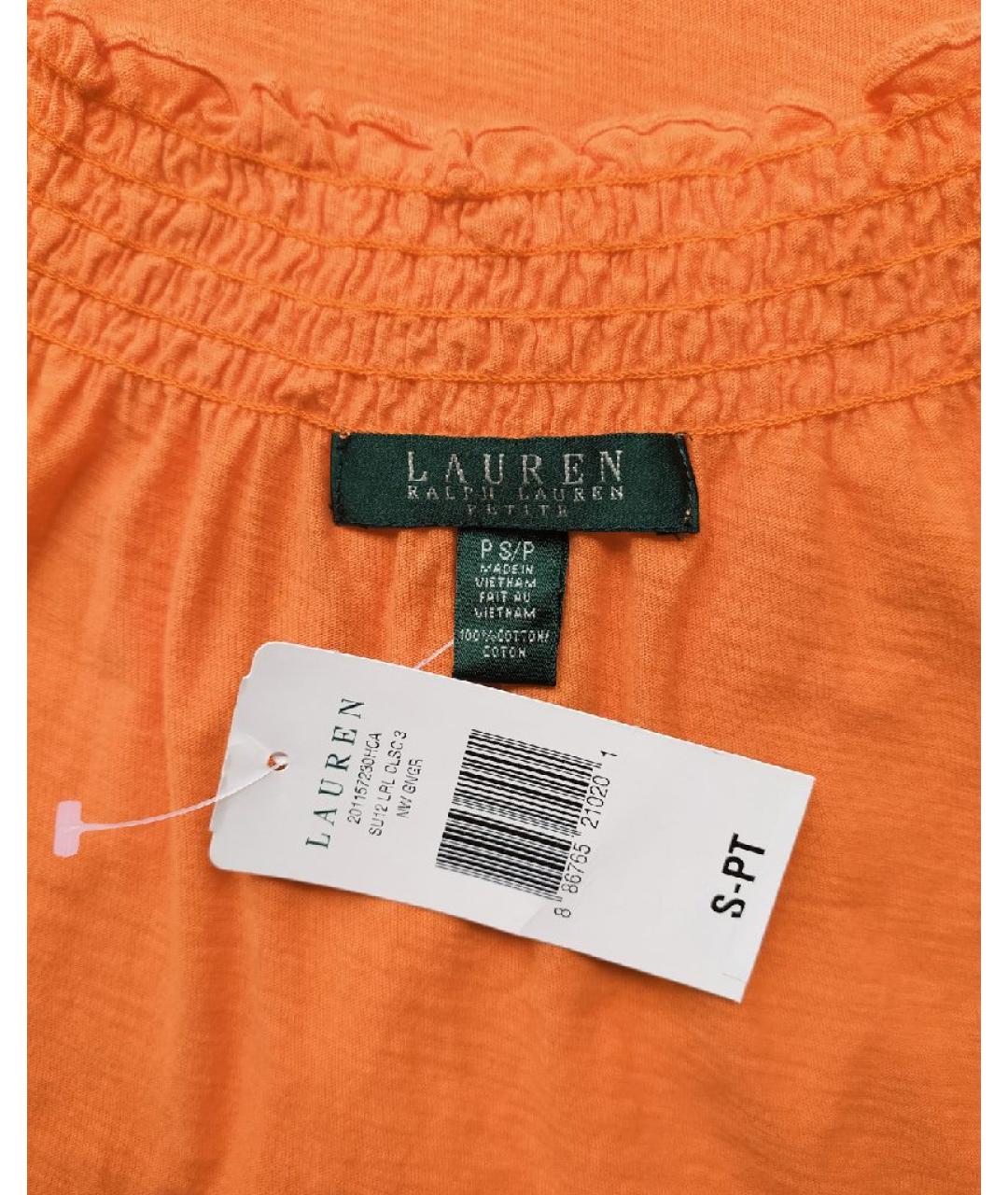RALPH LAUREN Оранжевая хлопковая футболка, фото 2