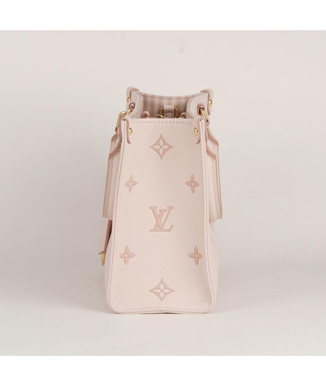 LOUIS VUITTON Бежевая кожаная сумка с короткими ручками, фото 6