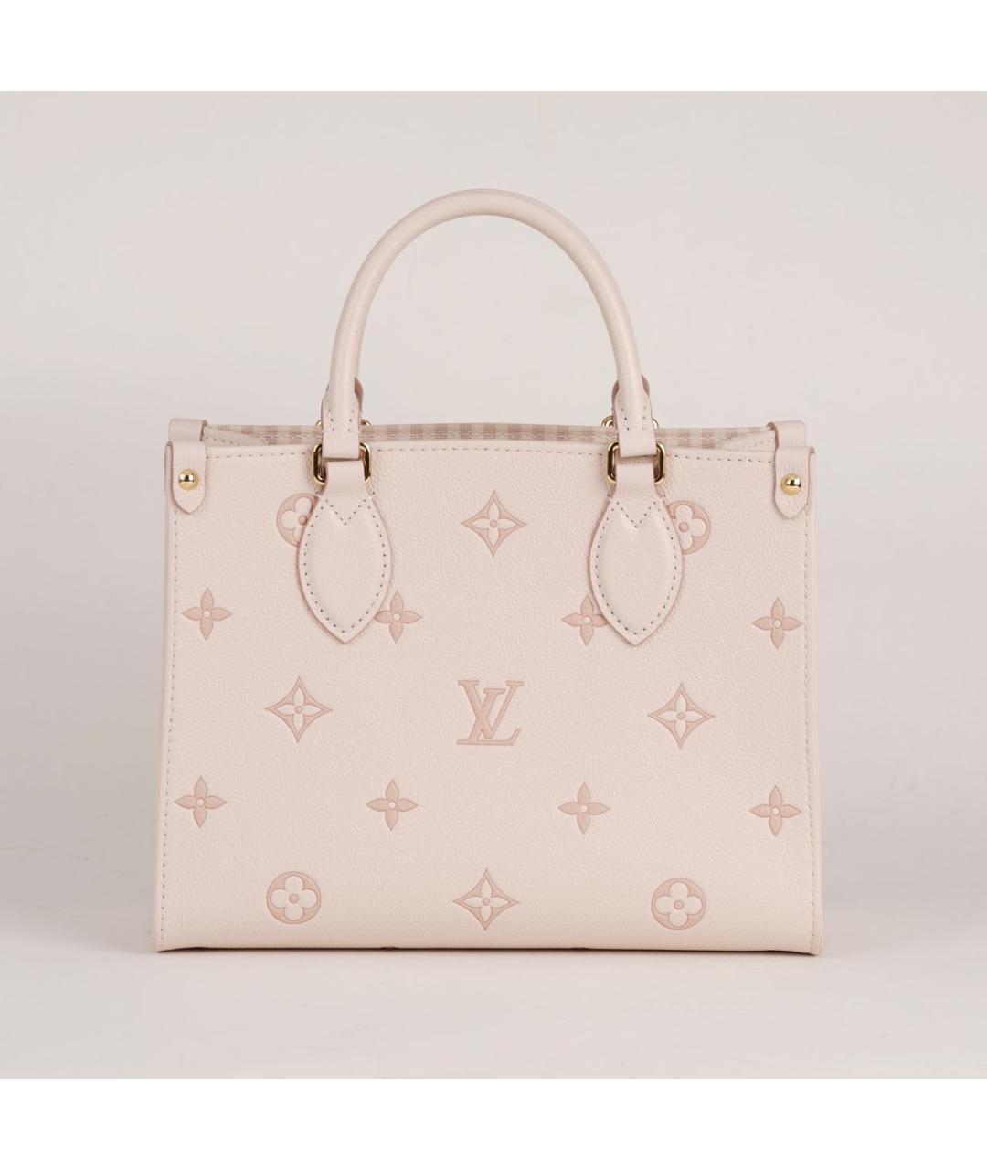 LOUIS VUITTON Бежевая кожаная сумка с короткими ручками, фото 4