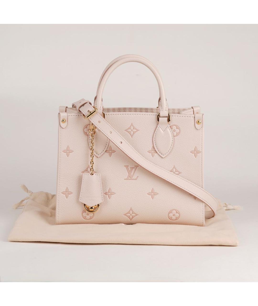 LOUIS VUITTON Бежевая кожаная сумка с короткими ручками, фото 2
