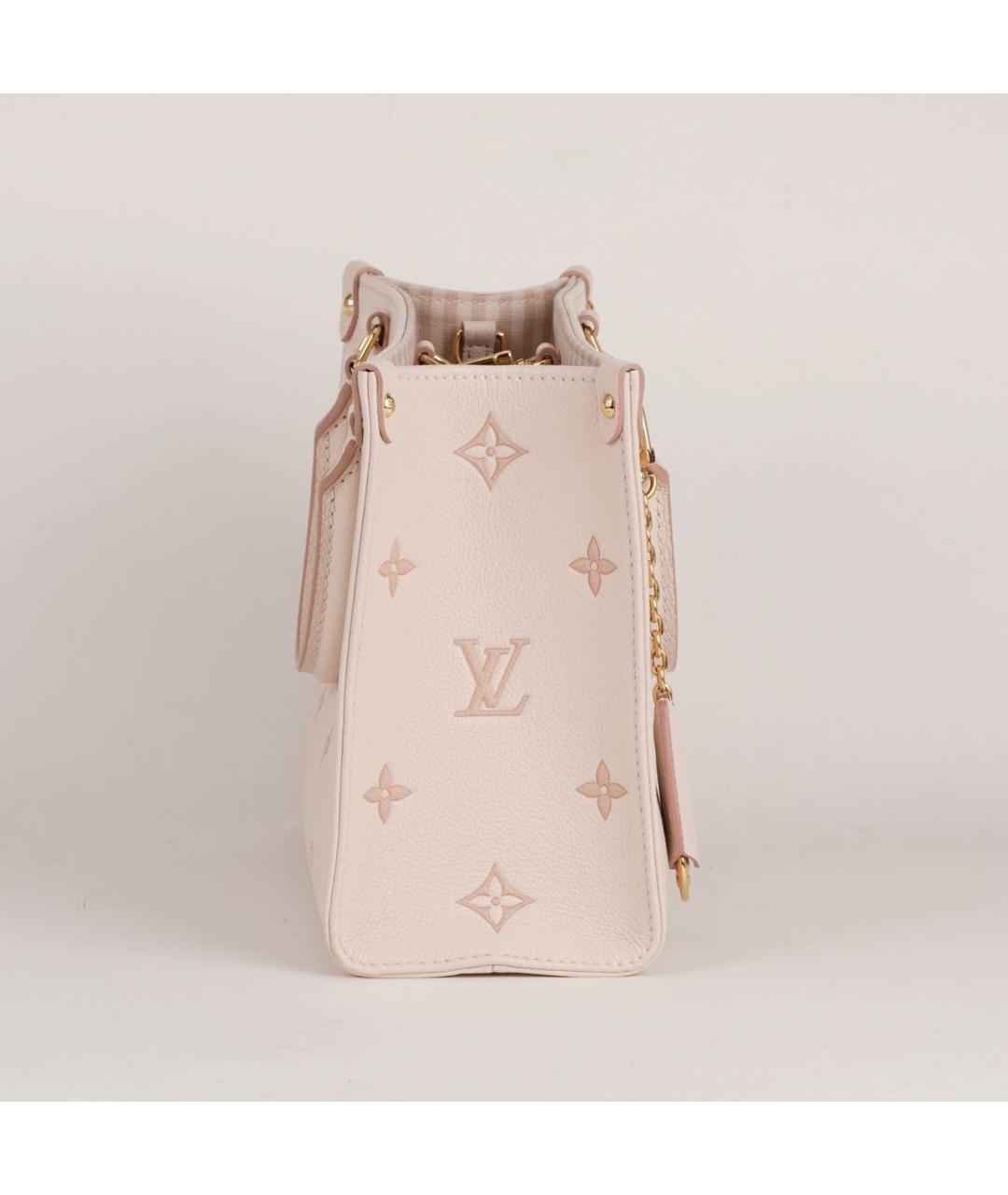 LOUIS VUITTON Бежевая кожаная сумка с короткими ручками, фото 5