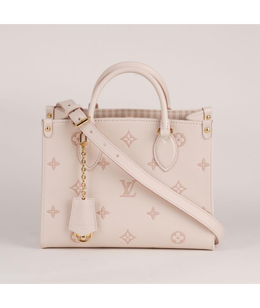LOUIS VUITTON Бежевая кожаная сумка с короткими ручками, фото 9