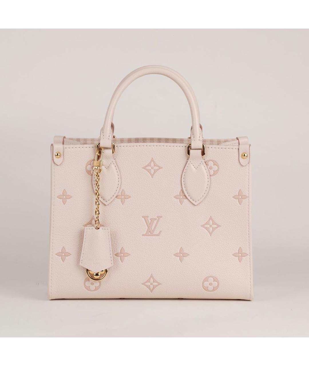 LOUIS VUITTON Бежевая кожаная сумка с короткими ручками, фото 3