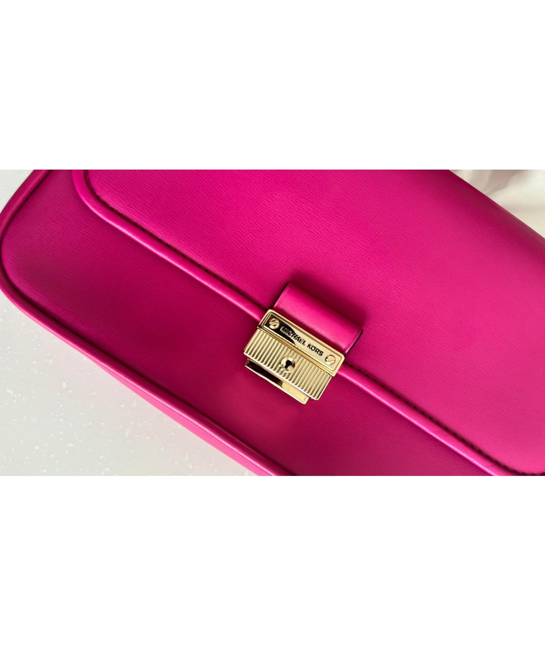 MICHAEL KORS Фуксия кожаная сумка через плечо, фото 3