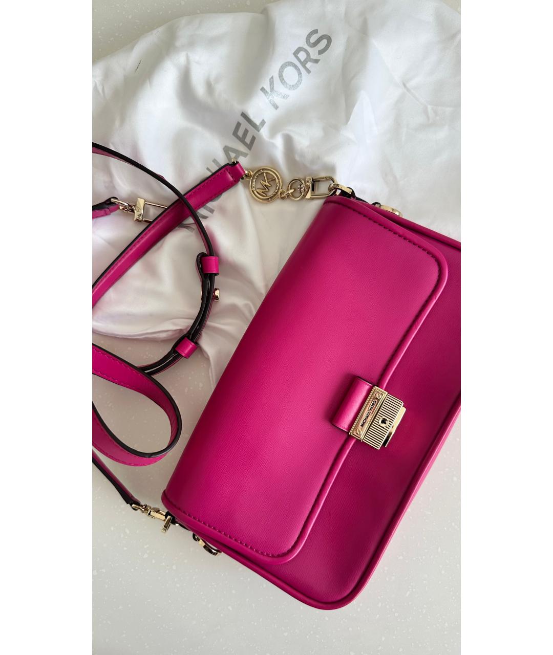 MICHAEL KORS Фуксия кожаная сумка через плечо, фото 2