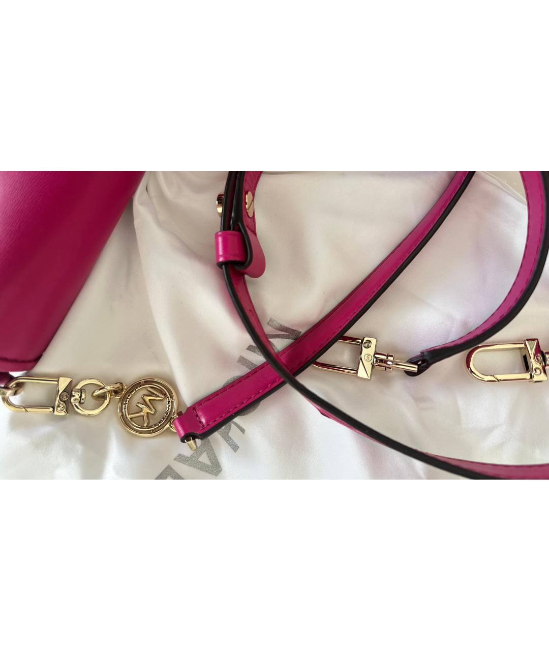 MICHAEL KORS Фуксия кожаная сумка через плечо, фото 4