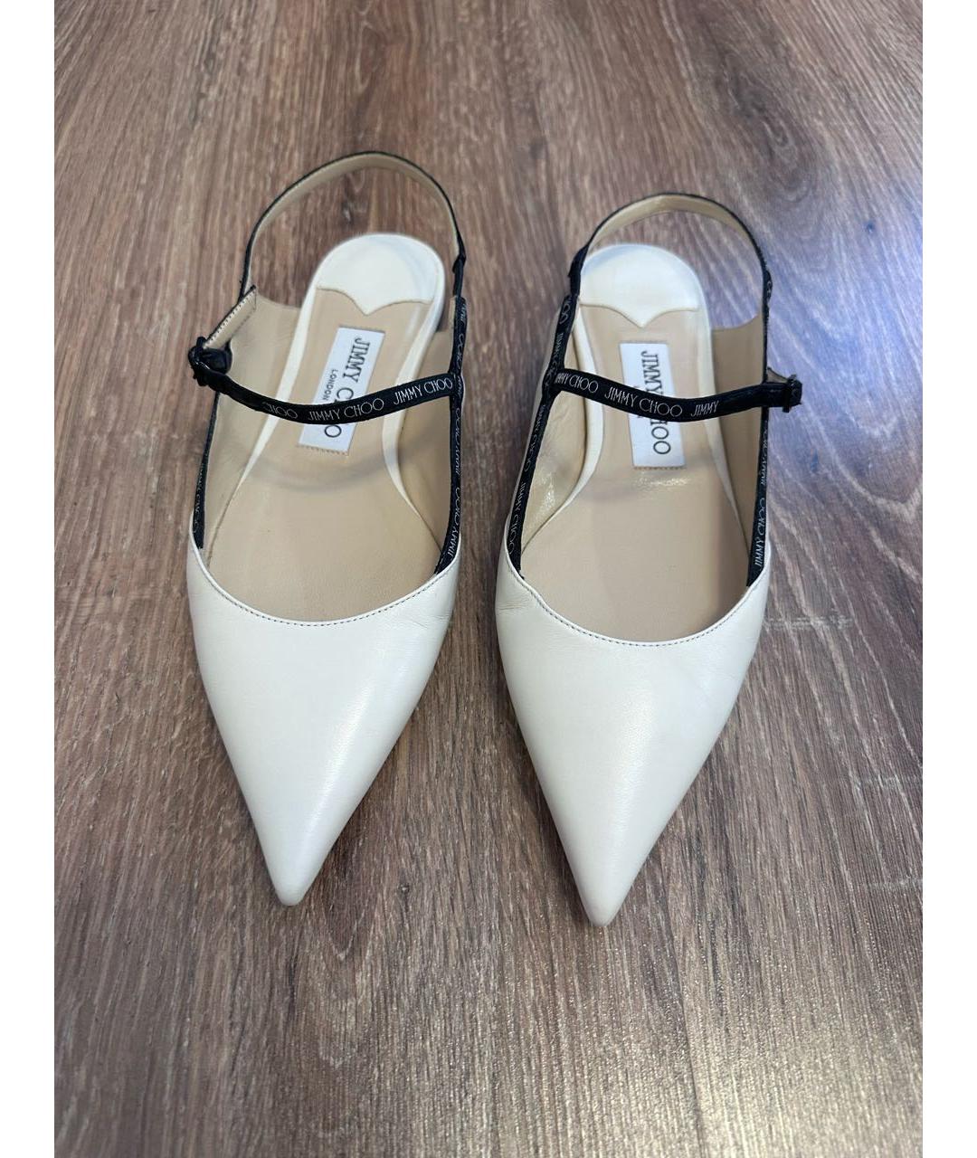 JIMMY CHOO Белые кожаные босоножки, фото 2