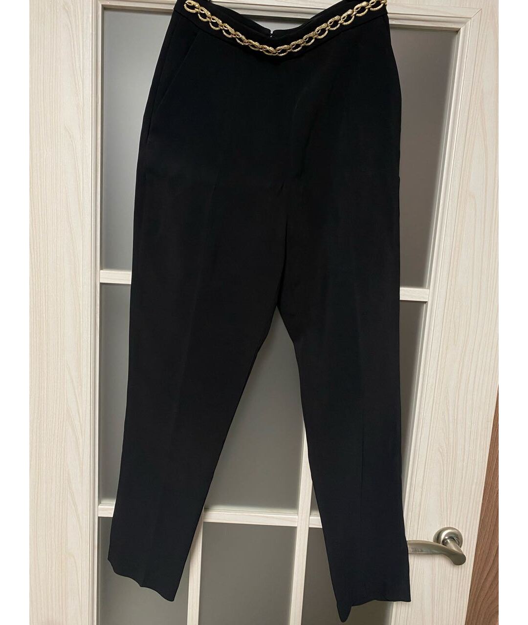 ELISABETTA FRANCHI Черные полиэстеровые брюки узкие, фото 7