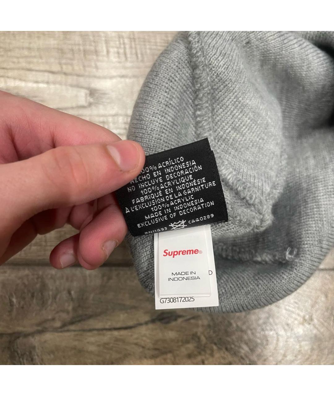 SUPREME Серая шапка, фото 3