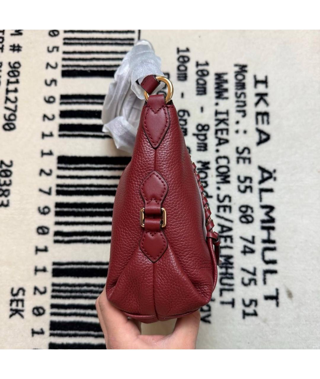 MICHAEL KORS Бордовая кожаная сумка через плечо, фото 3